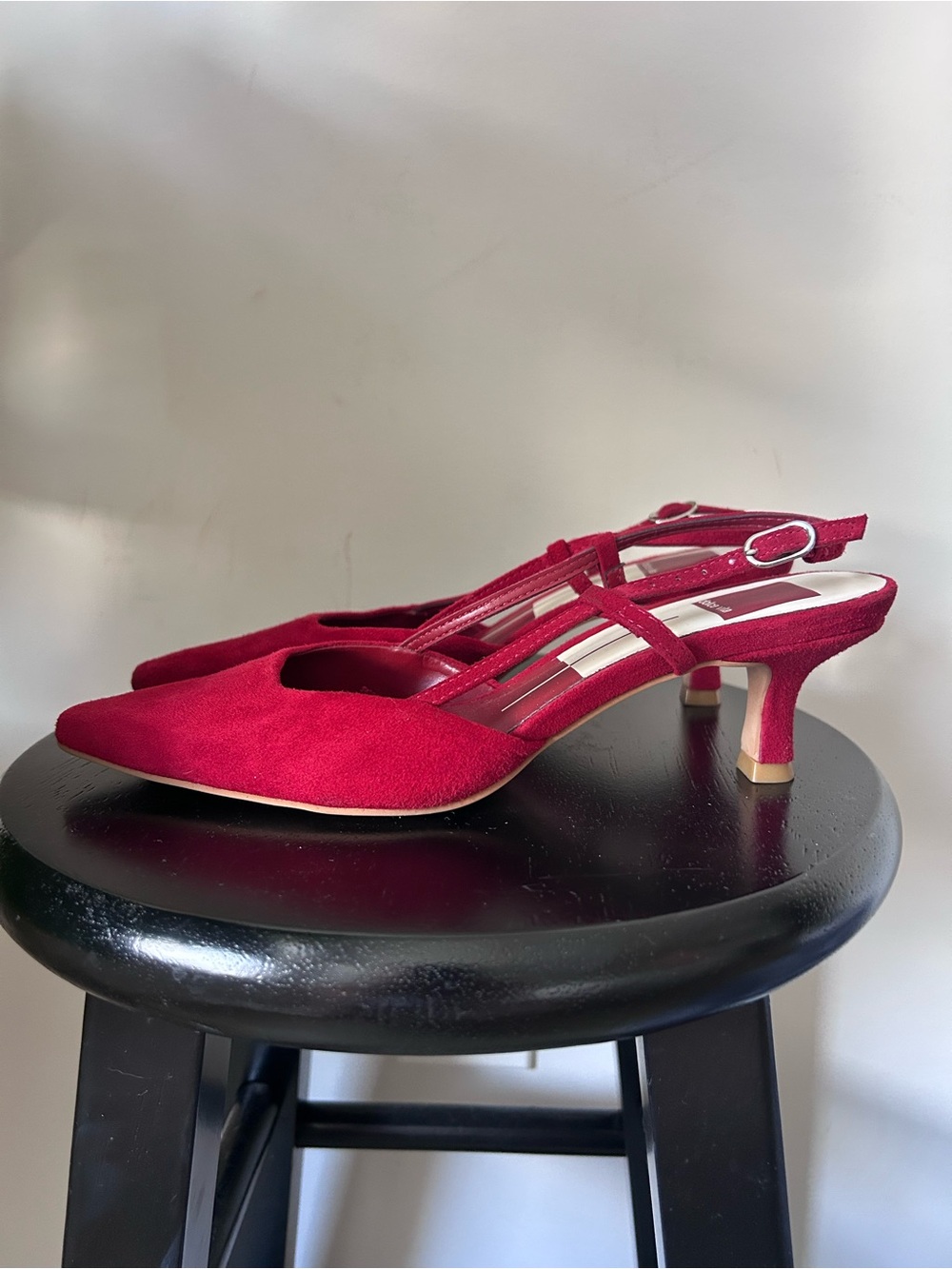 Red Dolce Vita Suede Slingback Kitten Heel Pumps